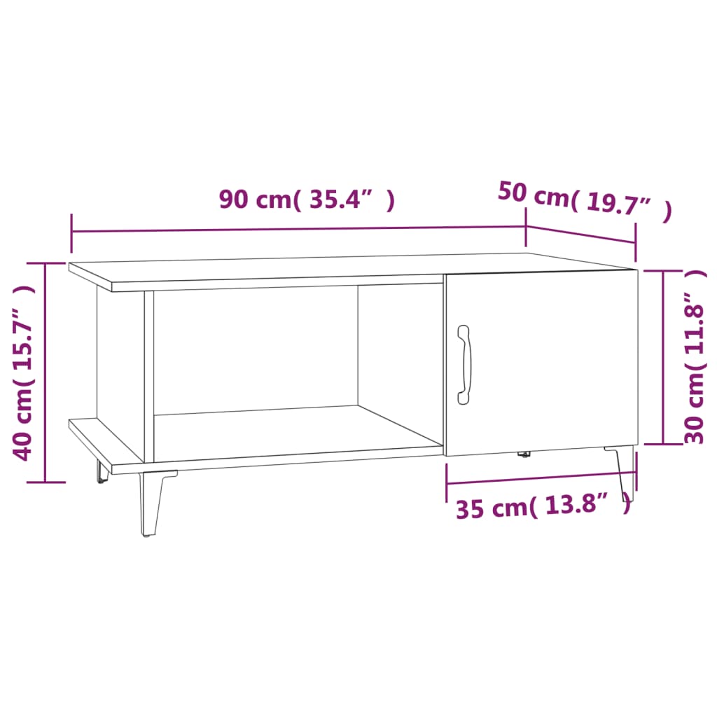 vidaXL Coffee Table Grey Sonoma 90x50x40 cm Engineered Wood