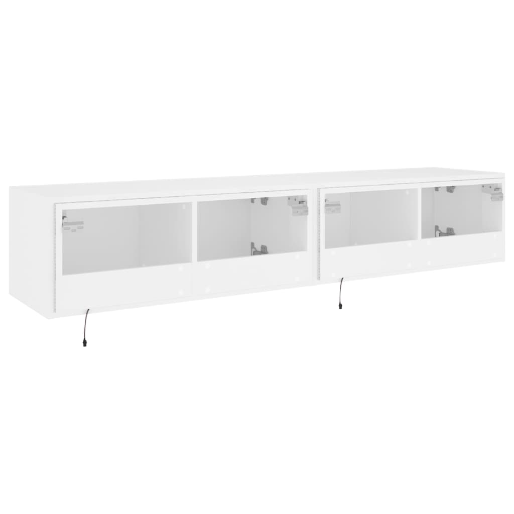 vidaXL TV Wall Cabinets with LED Lights 2 pcs White 80x35x31 cm