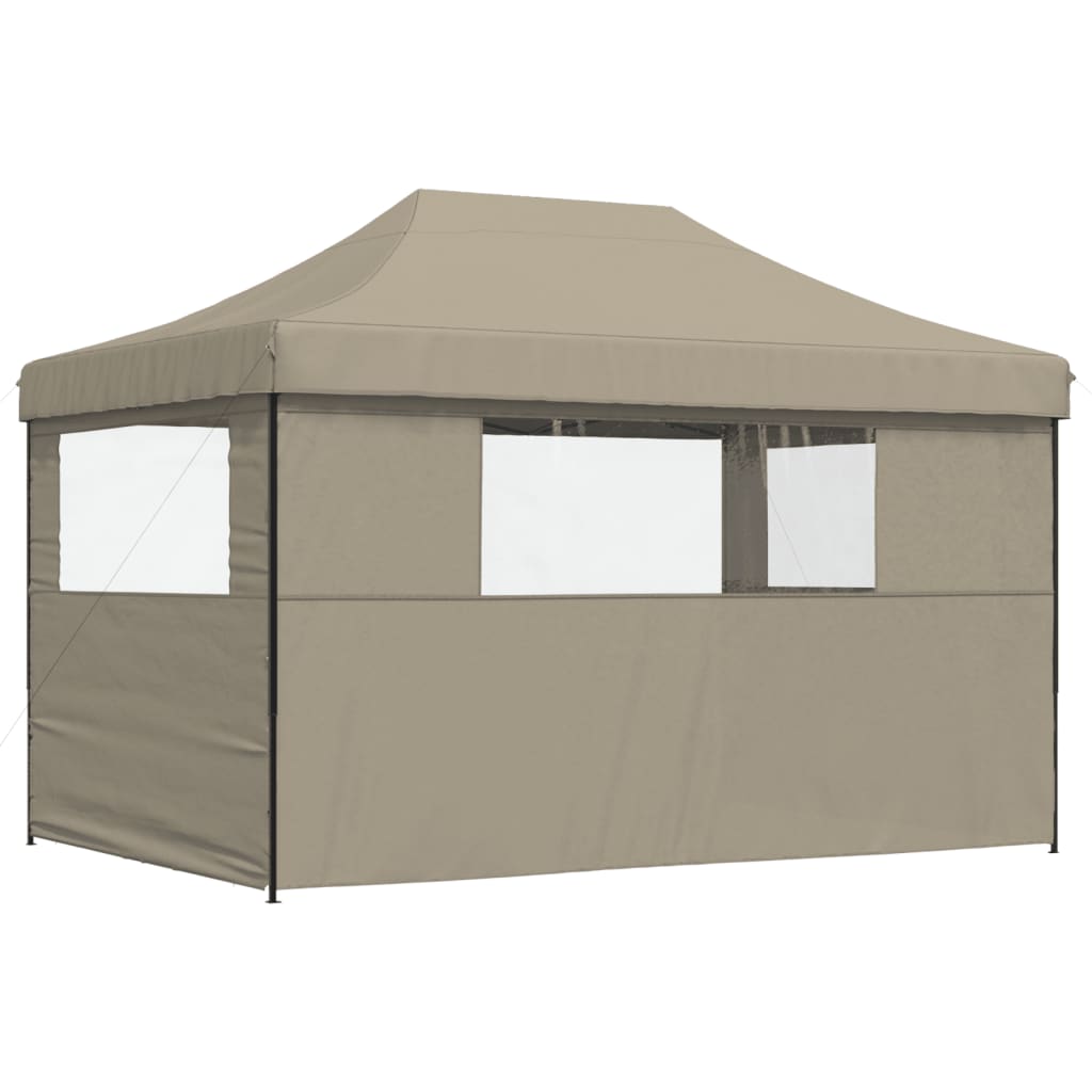 vidaXL Foldable Party Tent Pop-Up with 3 Sidewalls Taupe