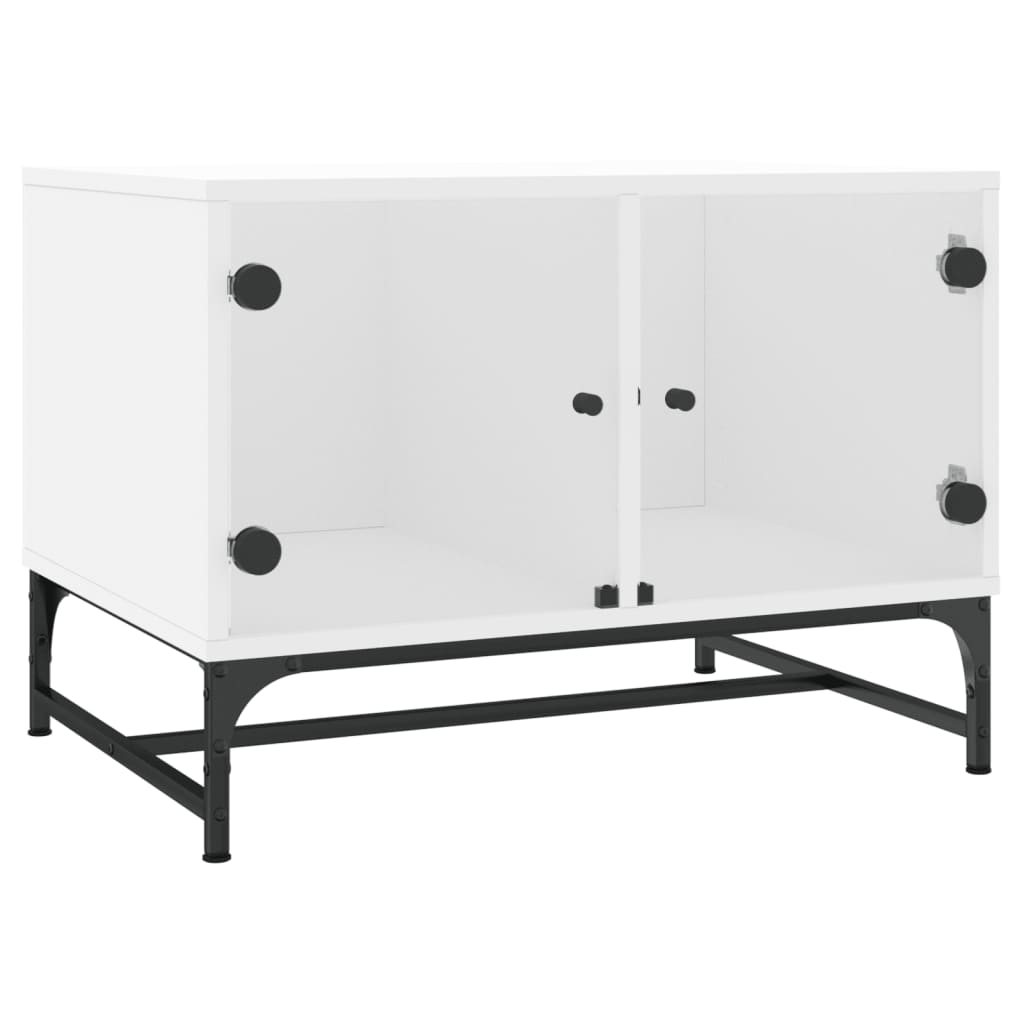 vidaXL Coffee Table with Glass Doors White 68.5x50x50 cm