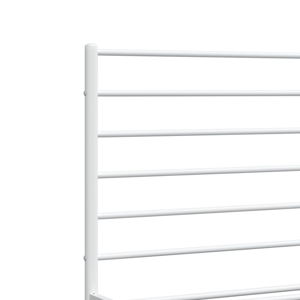 vidaXL Metal Bed Frame without Mattress with Headboard White 120x190 cm Small Double