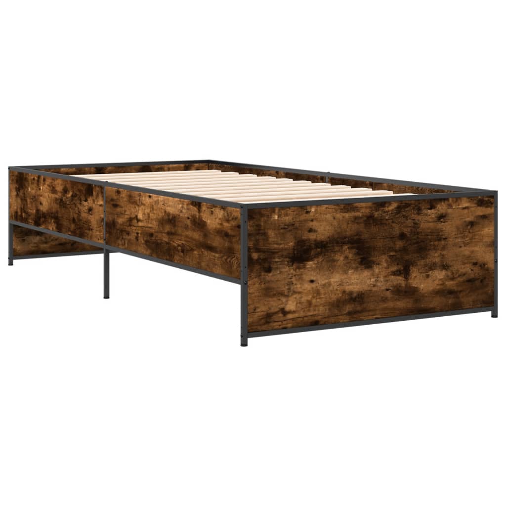 vidaXL Bed Frame without Mattress Smoked Oak 100x200 cm