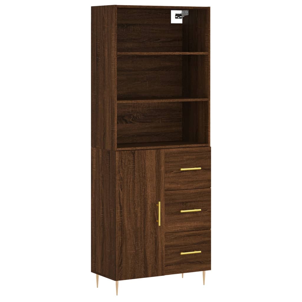 vidaXL Highboard Brown Oak 69.5x34x180 cm Engineered Wood