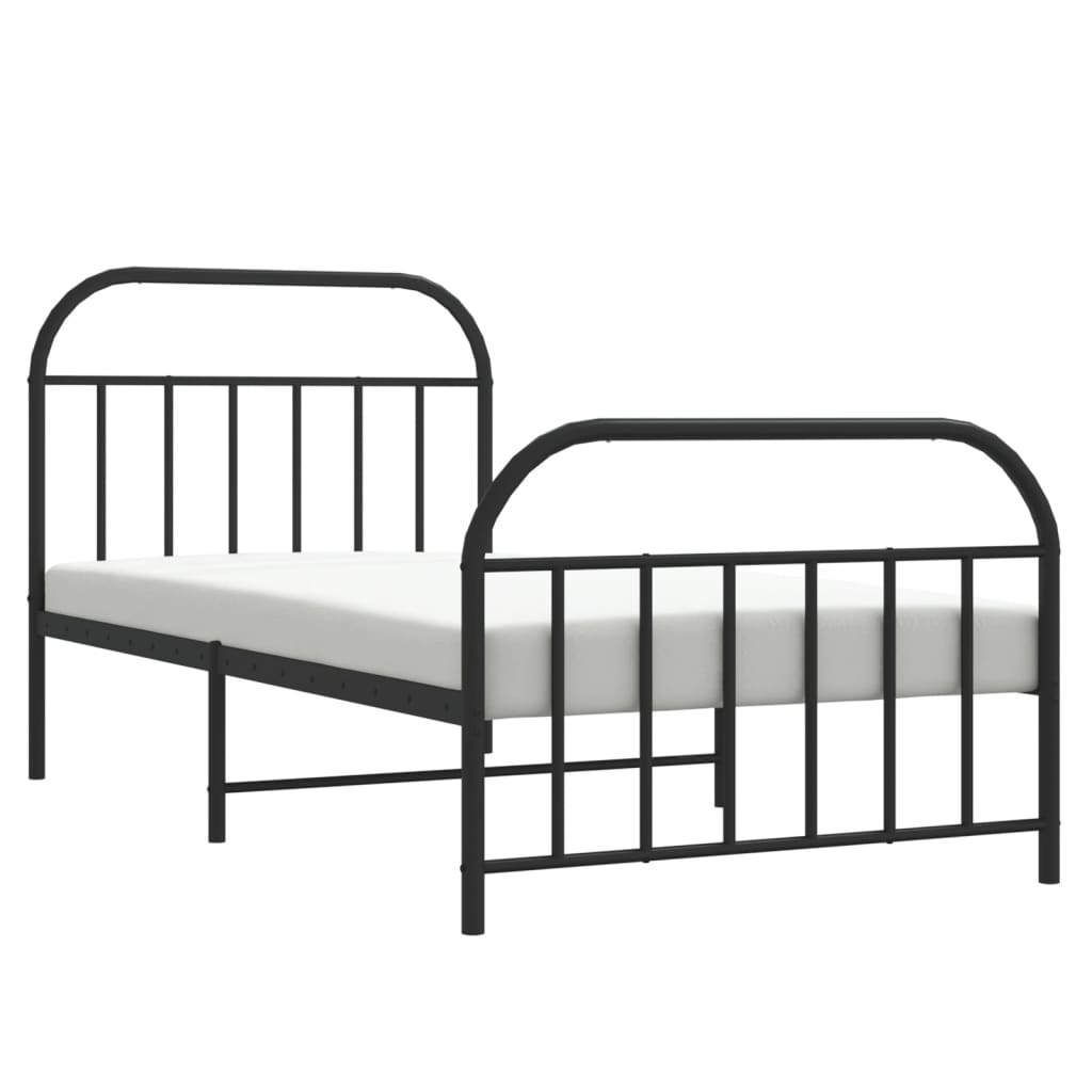 vidaXL Metal Bed Frame without Mattress with Footboard Black 100x200 cm