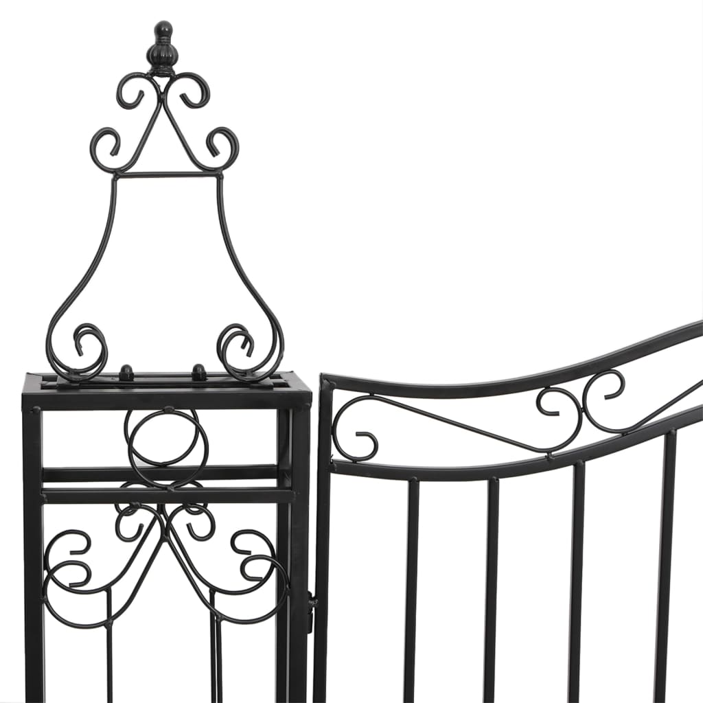 vidaXL Garden Gate Black 121x8x150 cm Wrought Iron