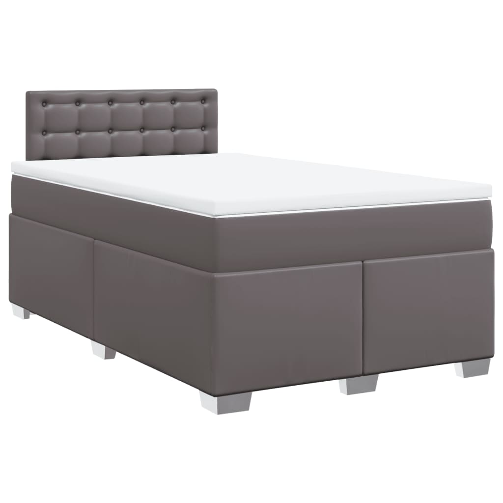 vidaXL Box Spring Bed with Mattress Grey 120x190 cm Small Double Faux Leather