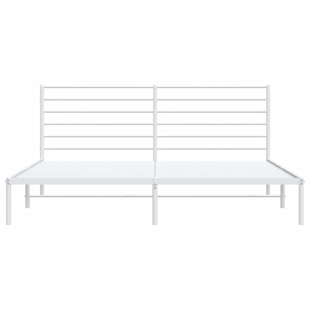 vidaXL Metal Bed Frame without Mattress with Headboard White 193x203 cm