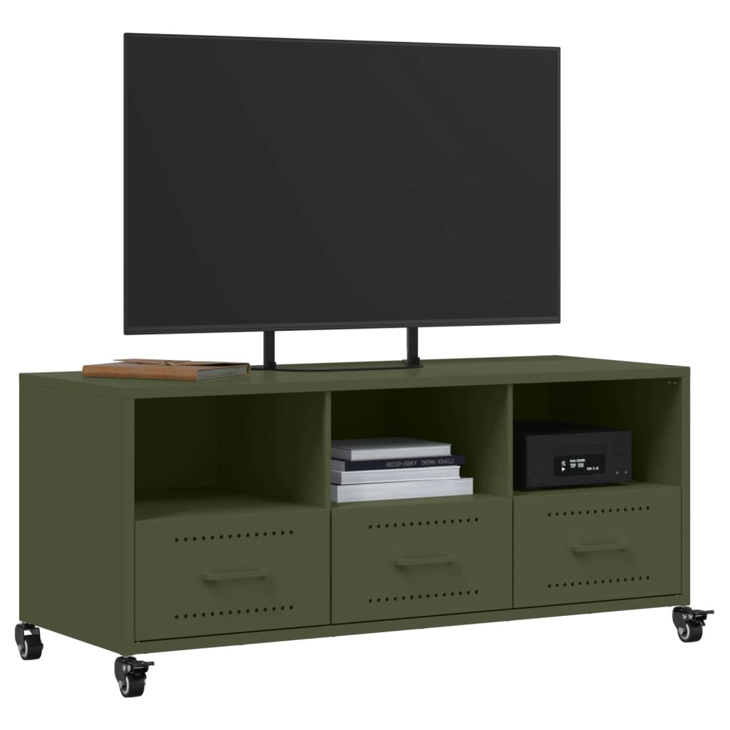 vidaXL TV Cabinet Olive Green 100.5x39x43.5 cm Steel