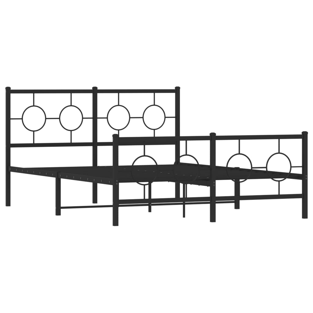 vidaXL Metal Bed Frame without Mattress with Footboard Black 140x200 cm