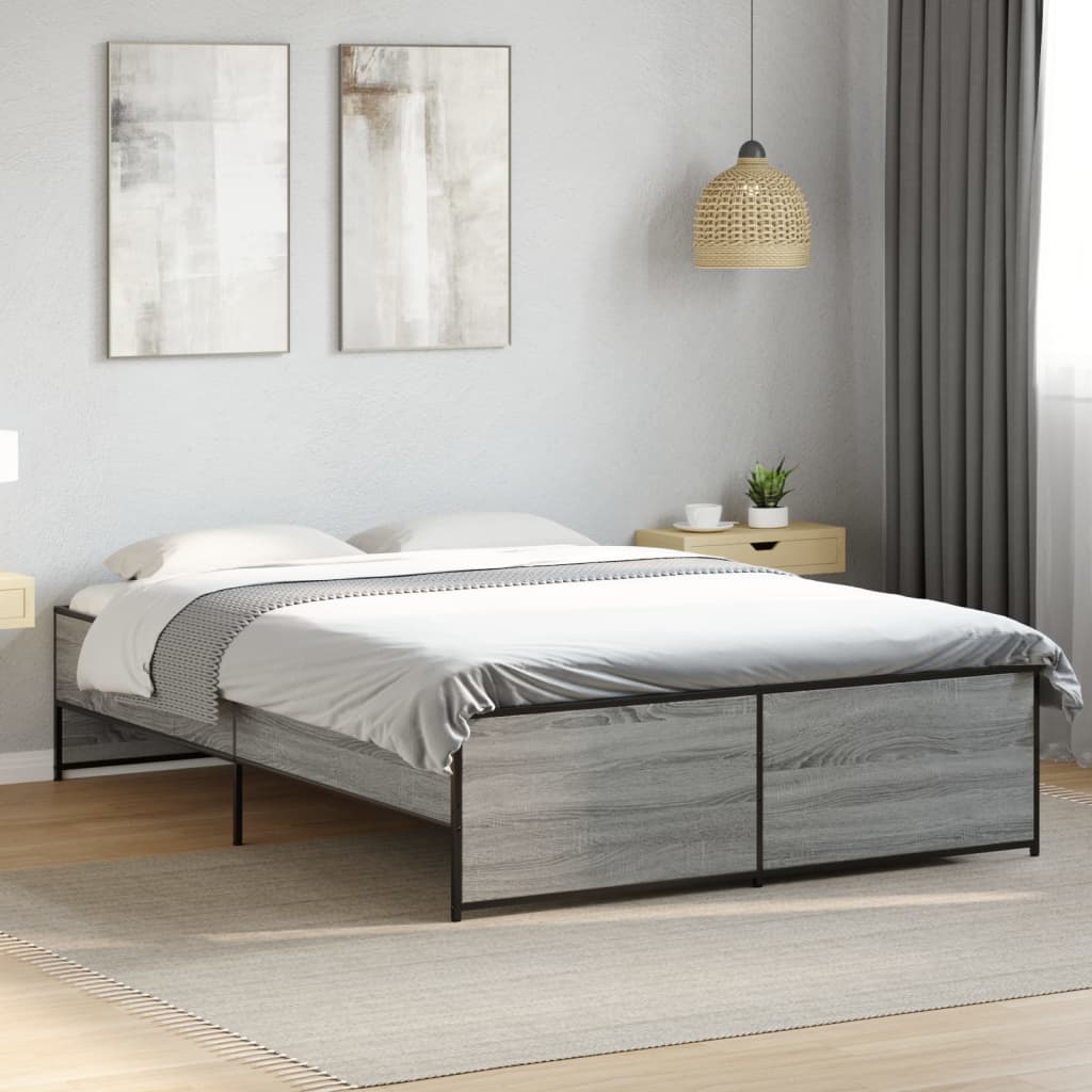 vidaXL Bed Frame without Mattress Grey Sonoma 120x200 cm