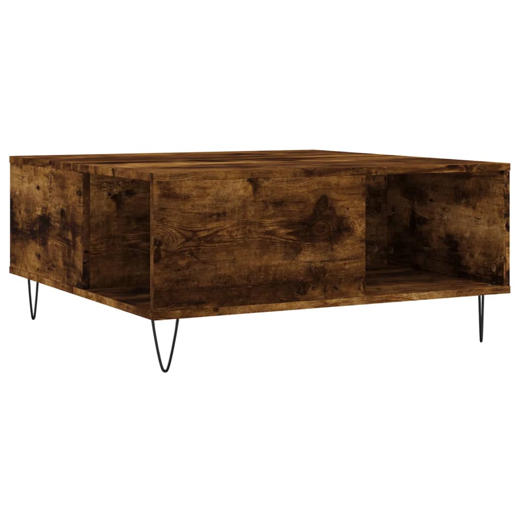 vidaXL Coffee Table Smoked Oak 80x80x36.5 cm Engineered Wood