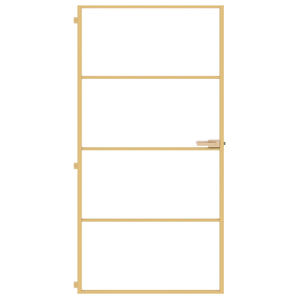 vidaXL Interior Door Slim Golden 102.5x201.5 cm Tempered Glass and Aluminium