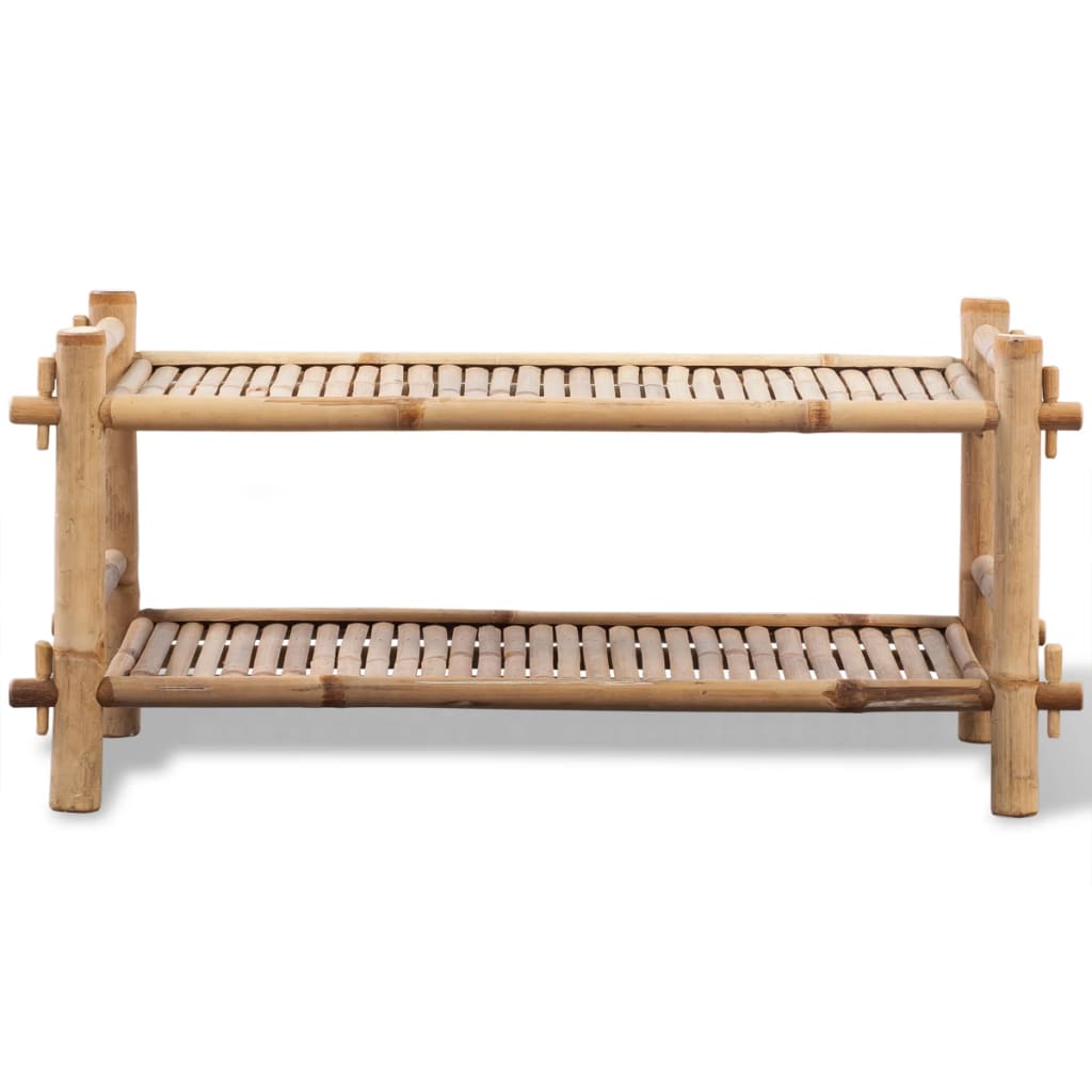 vidaXL 2-Tier Bamboo Shoe Rack