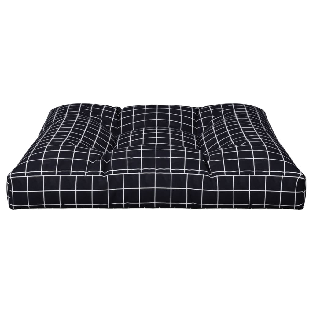 vidaXL Pallet Cushion Black Check Pattern 80x80x12 cm Fabric