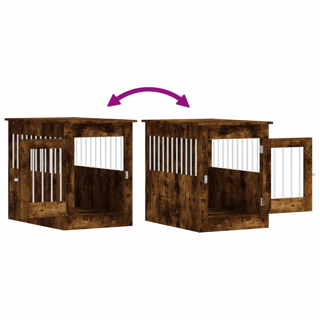 vidaXL Dog Crate Furniture Smoked Oak 55x80x68 cm Engineered Wood