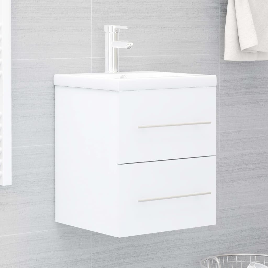 vidaXL Sink Cabinet with Built-in Basin White Engineered Wood