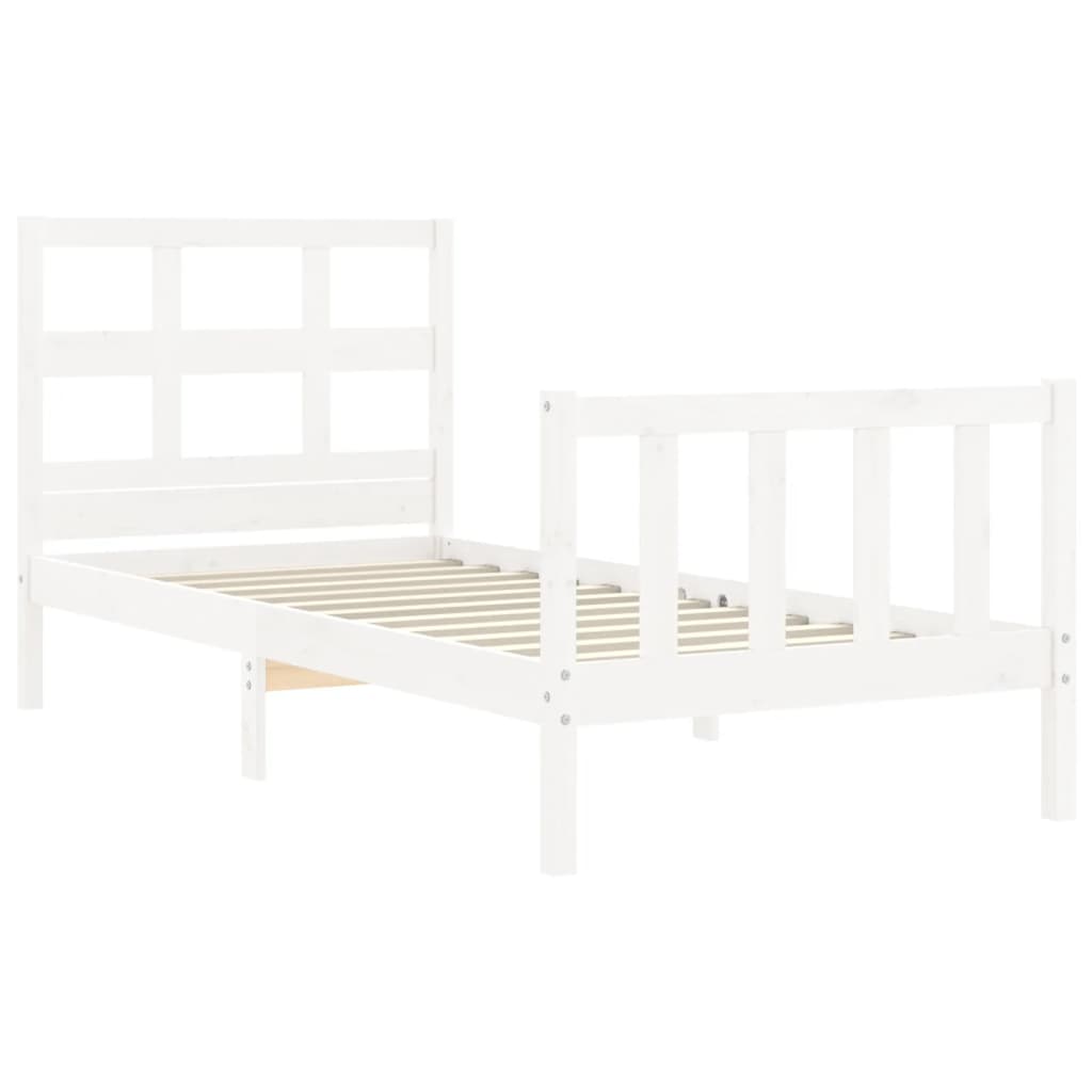 vidaXL Bed Frame without Mattress White Small Single Solid Wood Pine