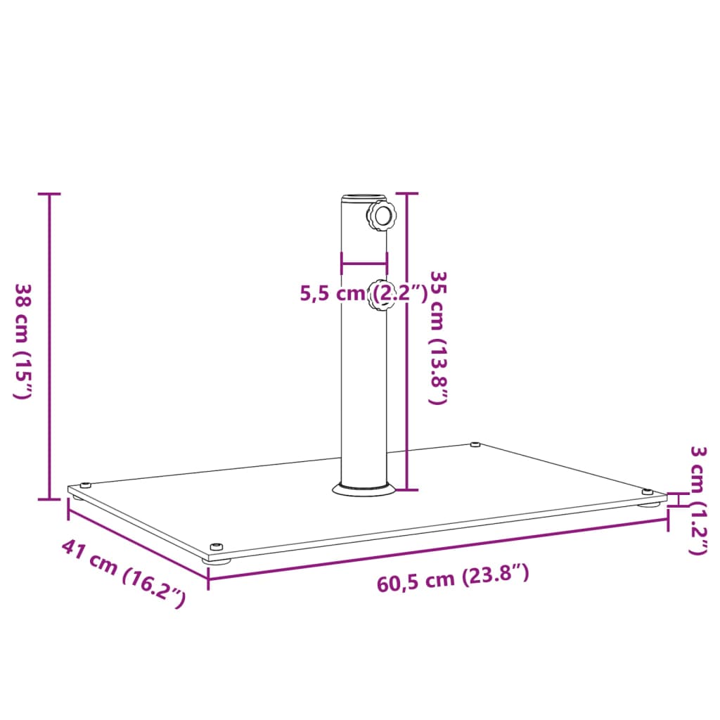 vidaXL Parasol Base for Ø32/38/48 mm Poles 15 kg Rectangular