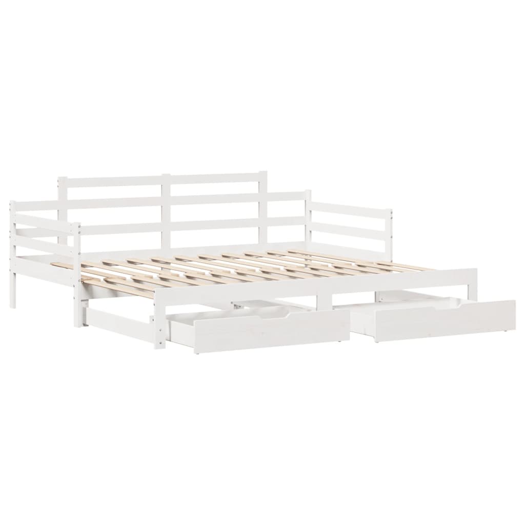 vidaXL Daybed with Trundle and Drawers without Mattress White 80x200 cm