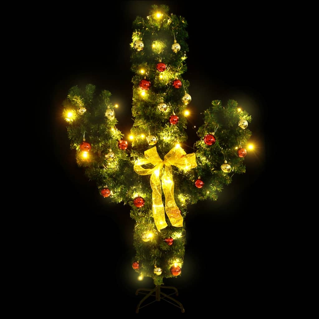 vidaXL Christmas Cactus with Stand and LED Green 180 cm PVC