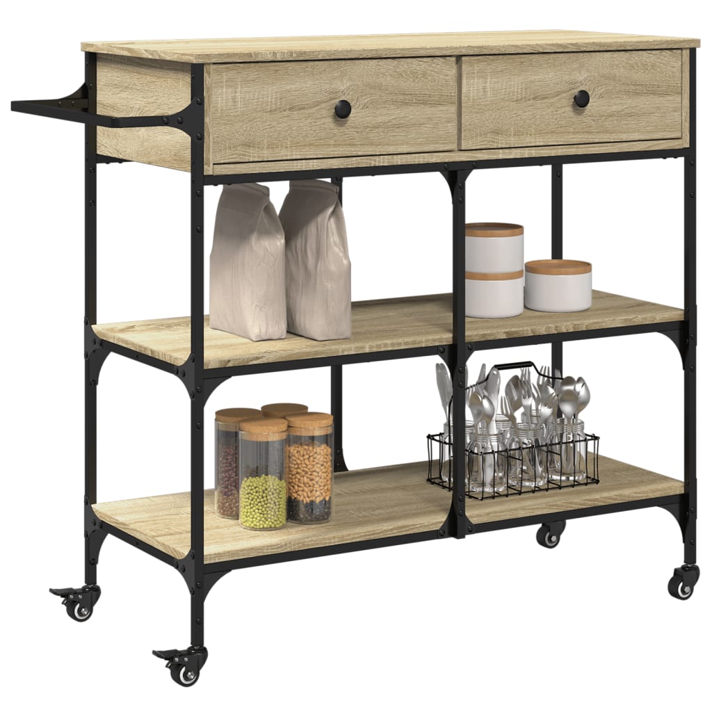 vidaXL Kitchen Trolley Sonoma Oak 105x42x95 cm Engineered Wood