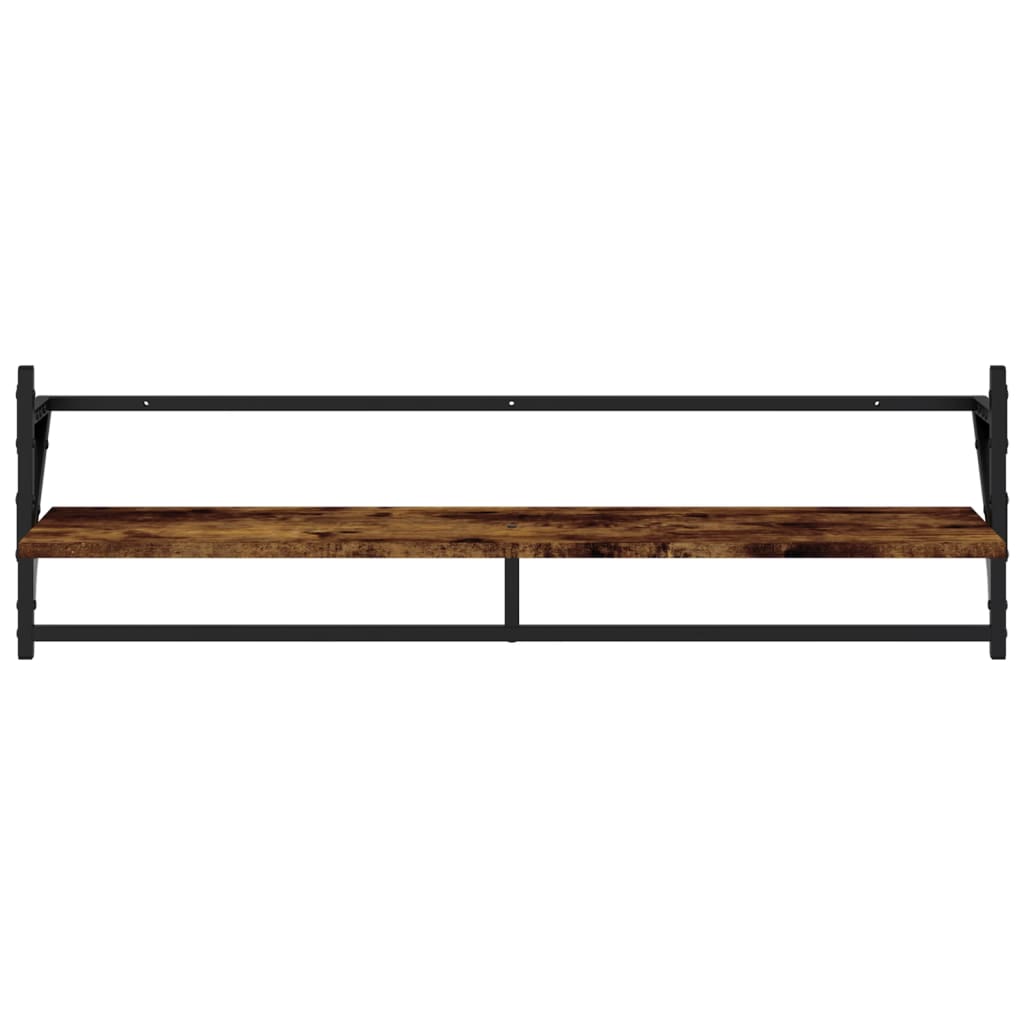 vidaXL Wall Shelves with Bars 2 pcs Smoked Oak 100x25x30 cm