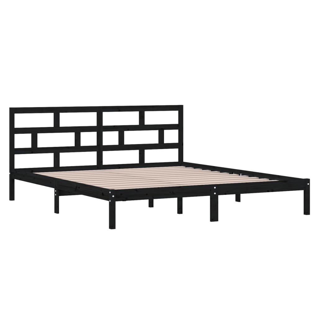 vidaXL Bed Frame without Mattress Black Double Solid Wood