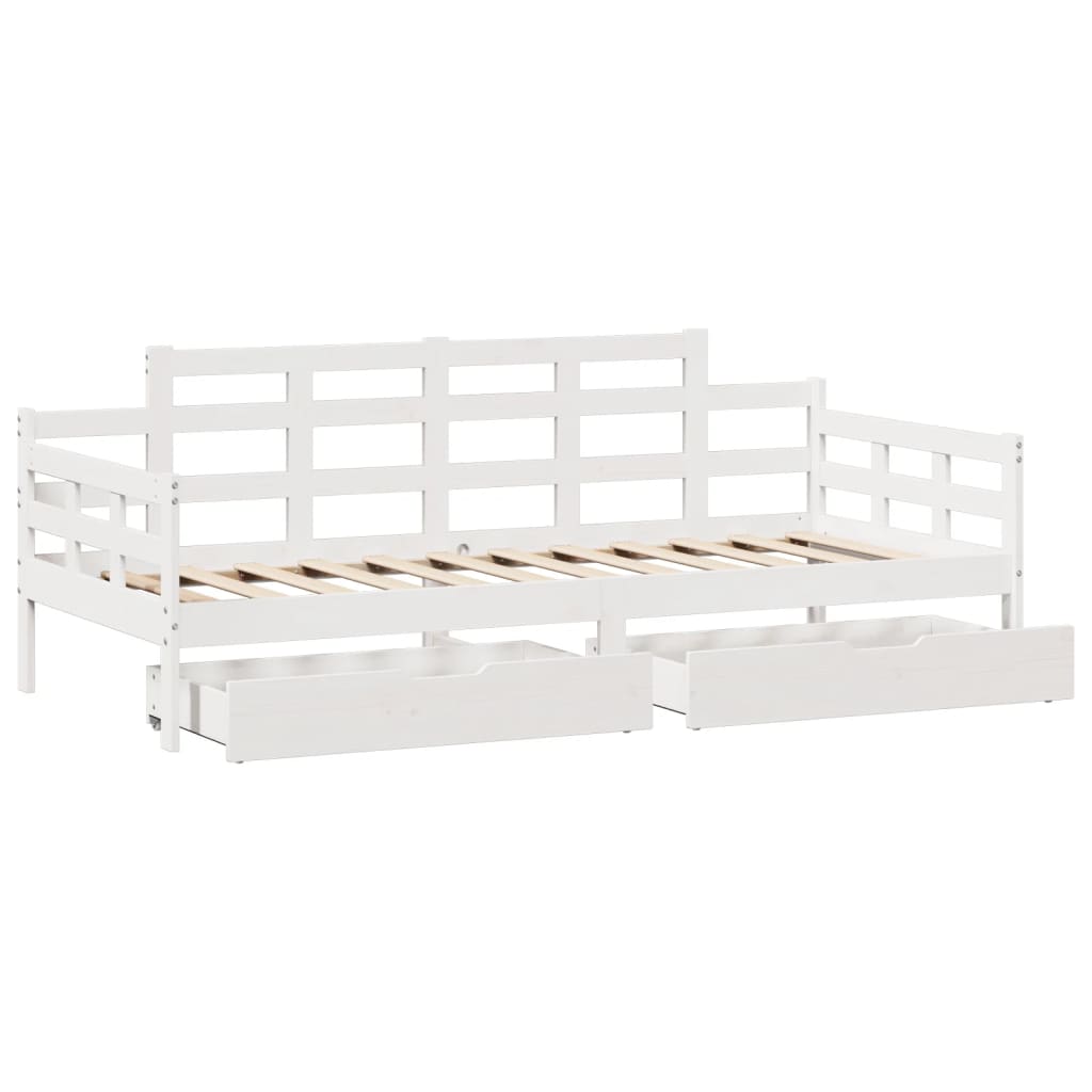 vidaXL Daybed with Drawers without Mattress White 80x200 cm Solid Wood