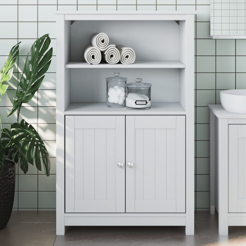 vidaXL Bathroom Cabinet BERG White 69.5x34x110 cm Solid Wood Pine