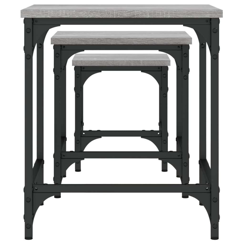 vidaXL Nesting Coffee Tables 3 pcs Grey Sonoma Engineered Wood