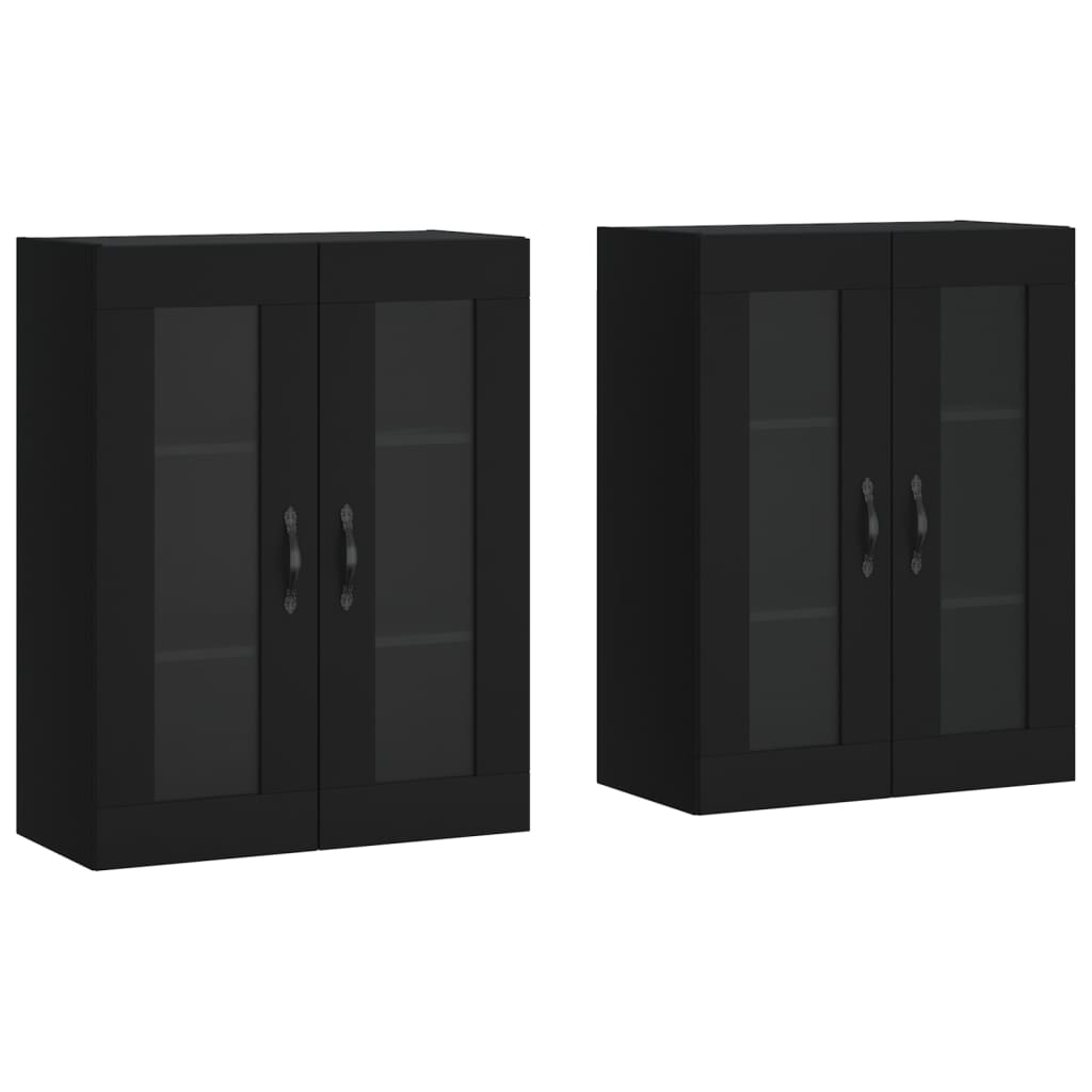 vidaXL Wall Mounted Cabinets 2 pcs Black Engineered Wood