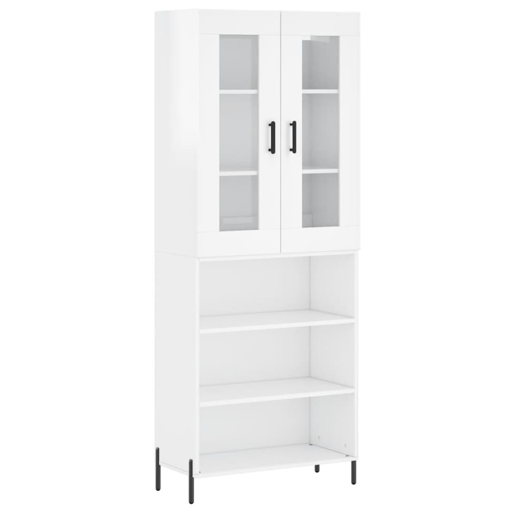 vidaXL Highboard High Gloss White 69.5x34x180 cm Engineered Wood