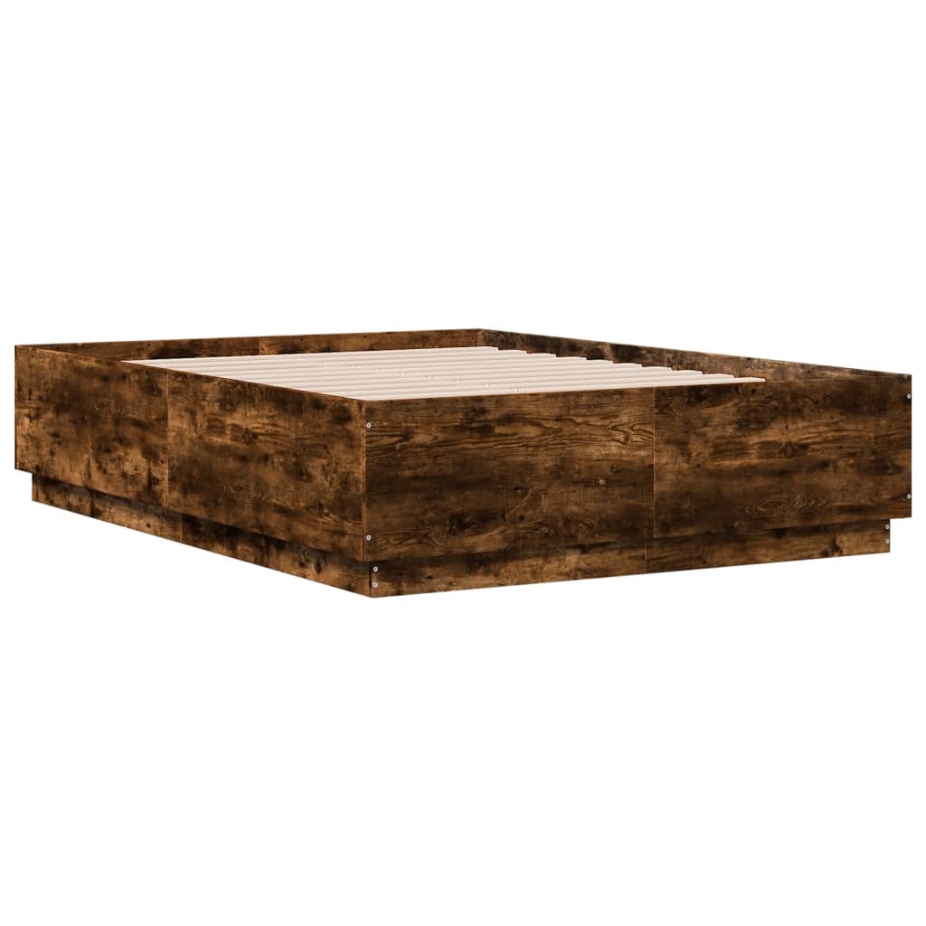 vidaXL Bed Frame without Mattress Smoked Oak 140x190 cm