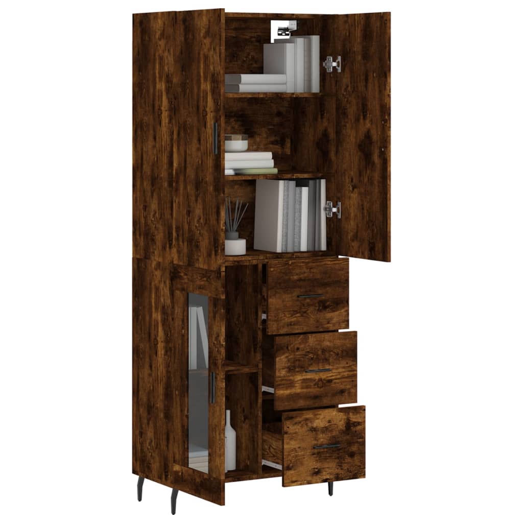 vidaXL Highboard Smoked Oak 69.5x34x180 cm Engineered Wood