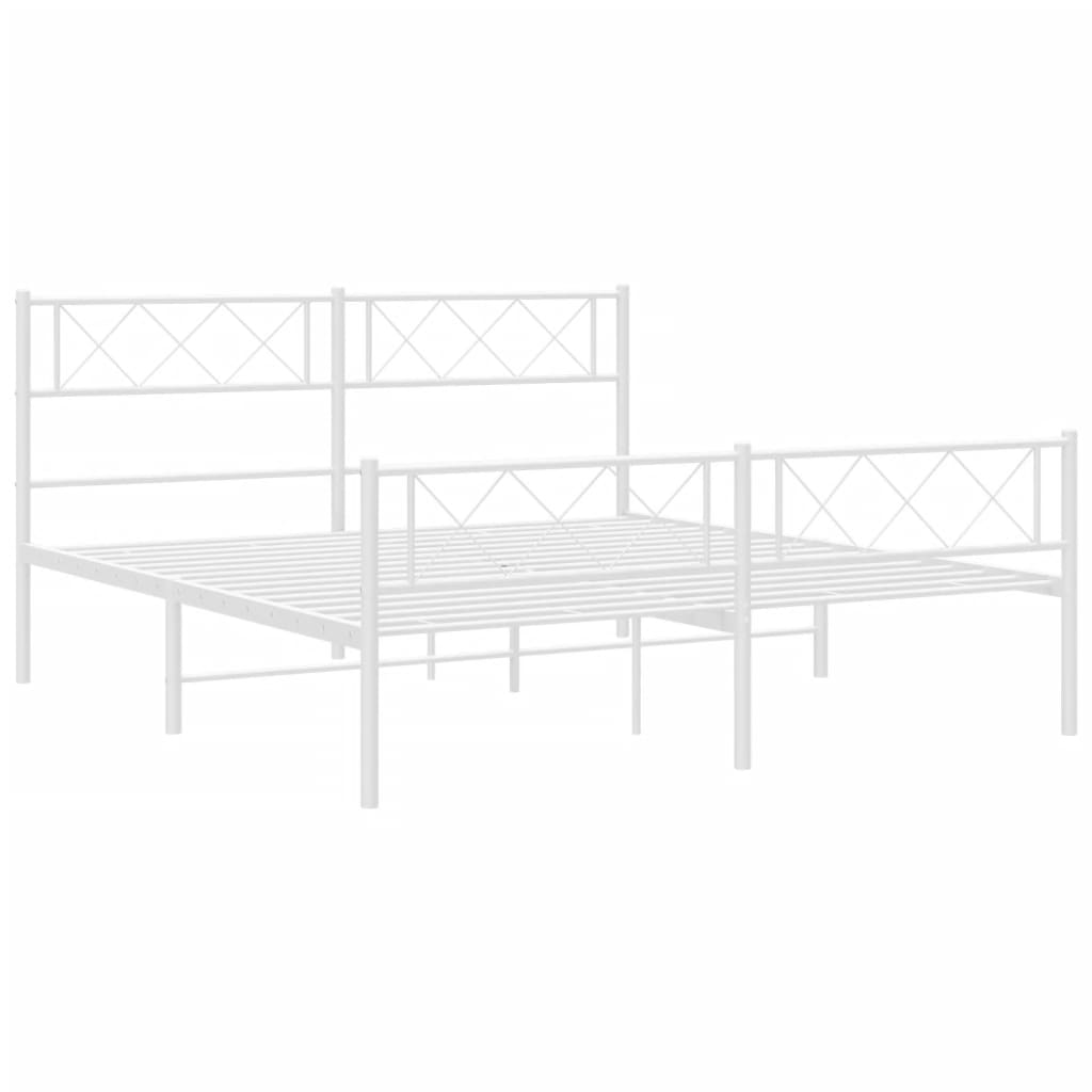 vidaXL Metal Bed Frame without Mattress with Footboard White 160x200 cm