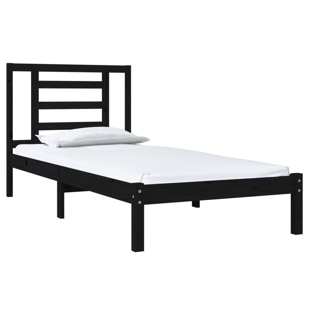 vidaXL Bed Frame without Mattress Black 100x200 cm Solid Wood Pine