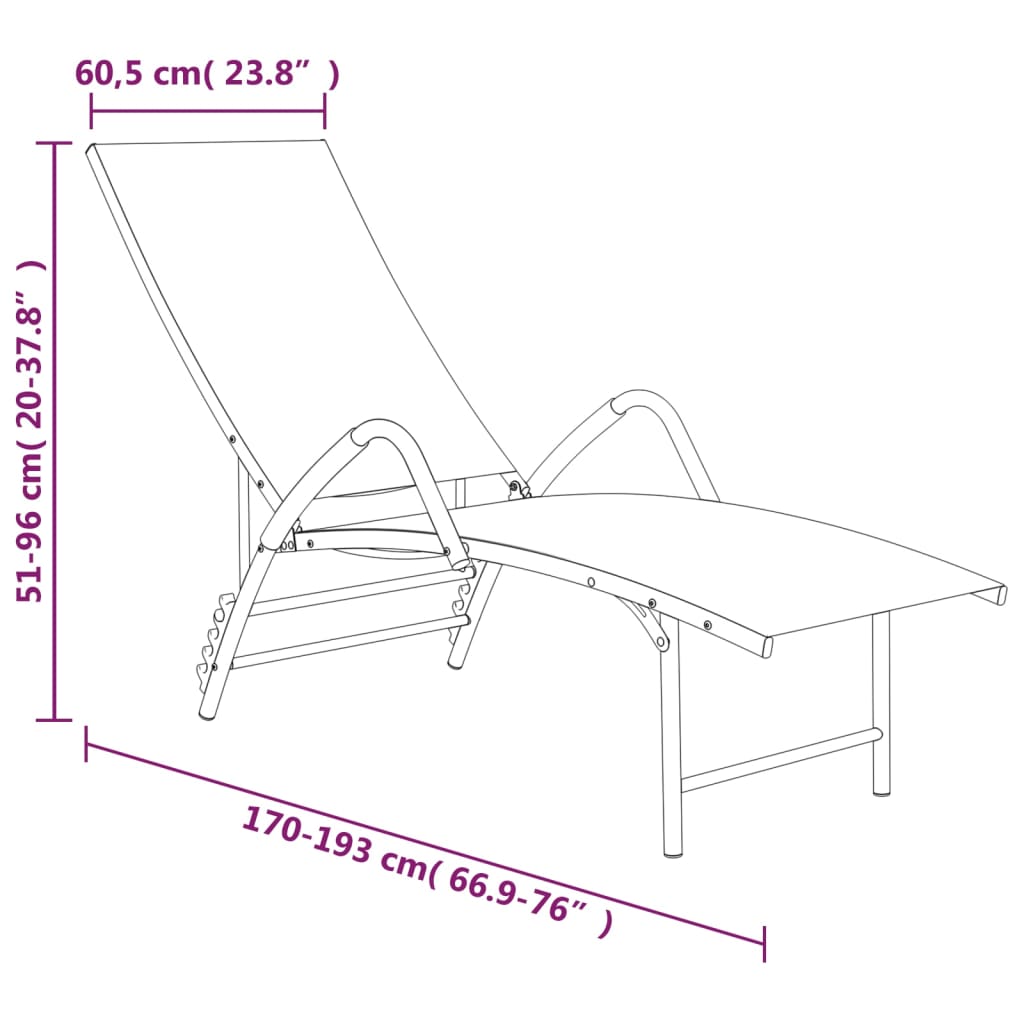 vidaXL Sun Lounger Textilene and Aluminium Green