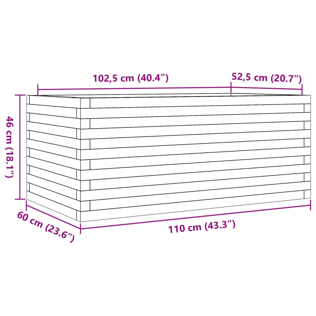 vidaXL Garden Planter 110x60x46 cm Solid Wood Douglas