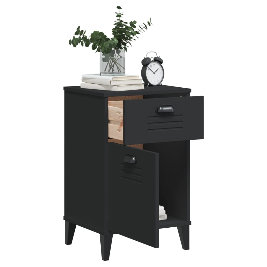 vidaXL Bedside Cabinet VIKEN Black Engineered Wood
