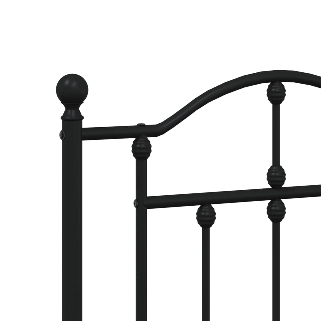 vidaXL Metal Bed Frame without Mattress with Headboard Black 193x203 cm