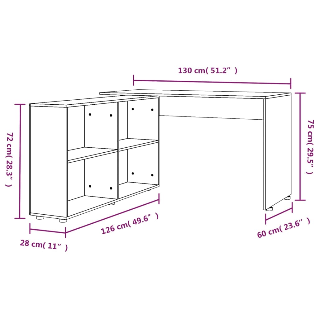 vidaXL Corner Desk Brown Oak Engineered Wood