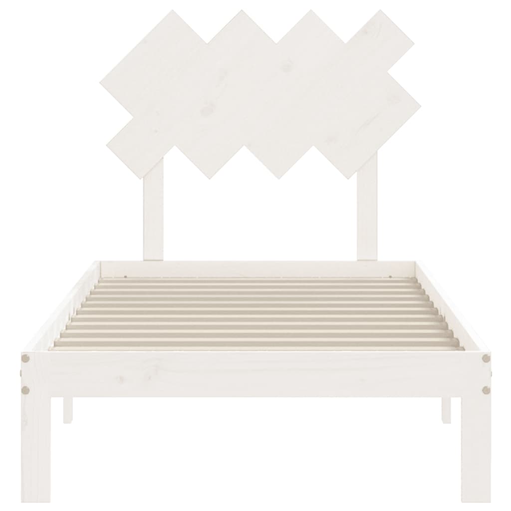 vidaXL Bed Frame without Mattress White Single Solid Wood Pine