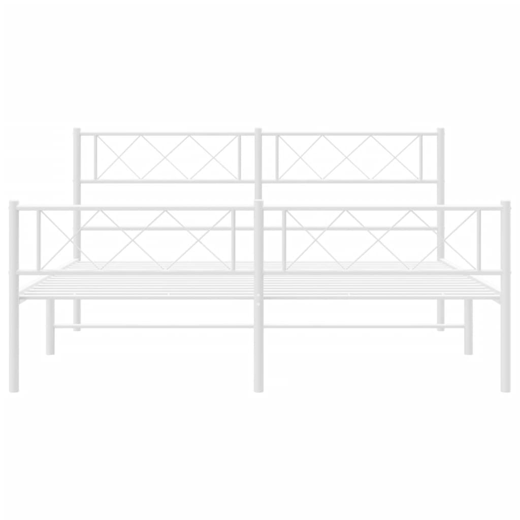 vidaXL Metal Bed Frame without Mattress with Footboard White 120x200 cm