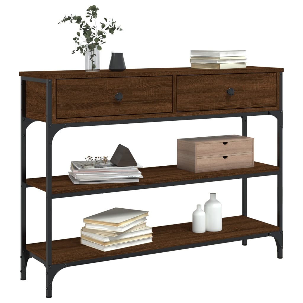 vidaXL Console Table Brown Oak 100x25x75 cm Engineered Wood