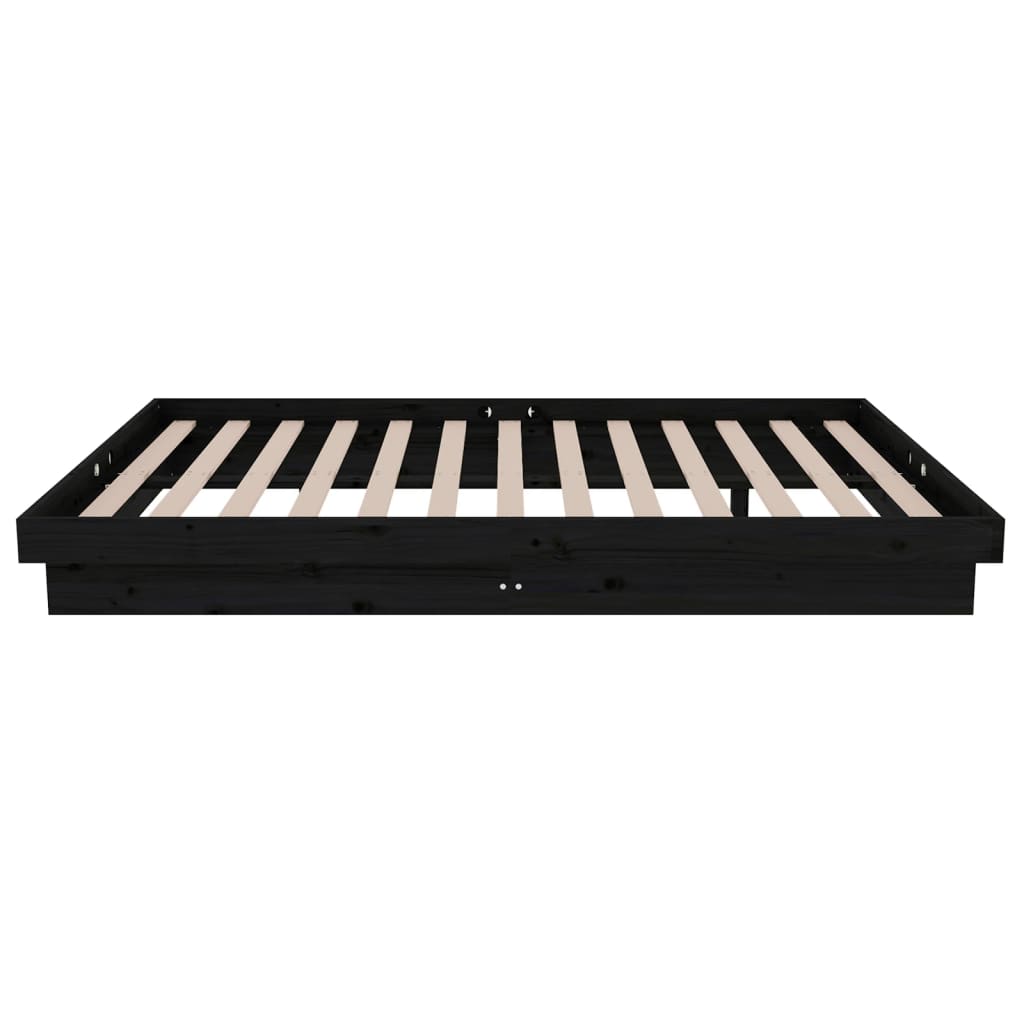 vidaXL Bed Frame without Mattress Black Solid Wood Small Double