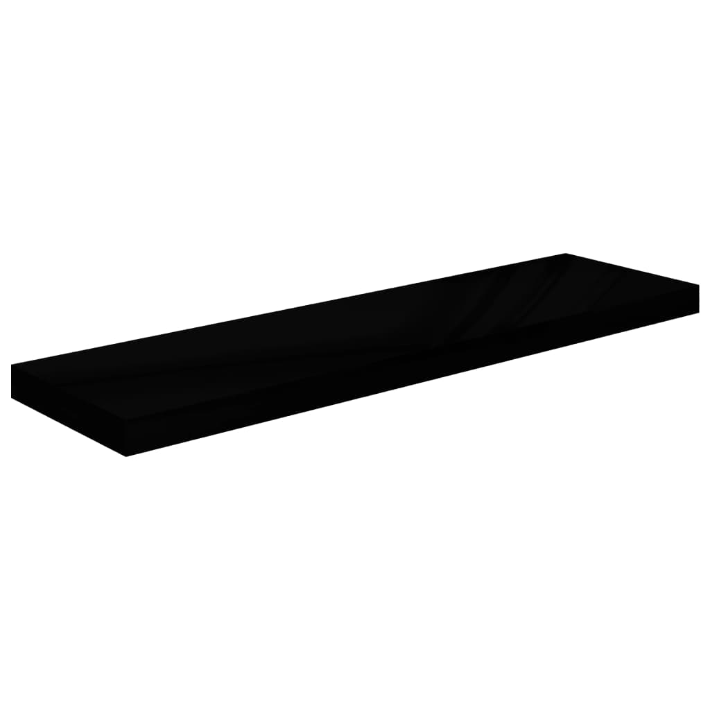 vidaXL Floating Wall Shelves 2 pcs High Gloss Black 90x23.5x3.8 cm MDF