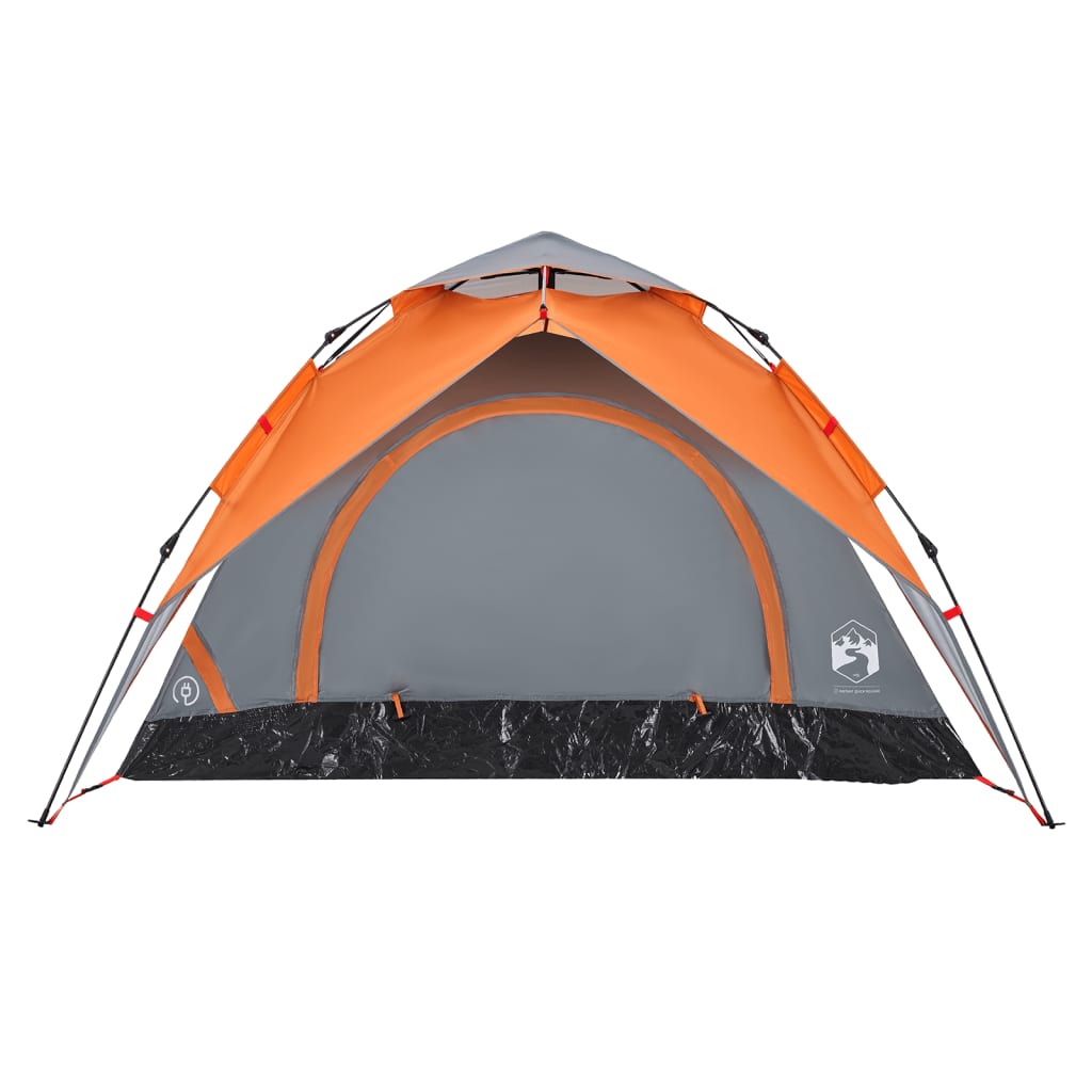 vidaXL Camping Tent Dome 3-Person Grey and Orange Quick Release