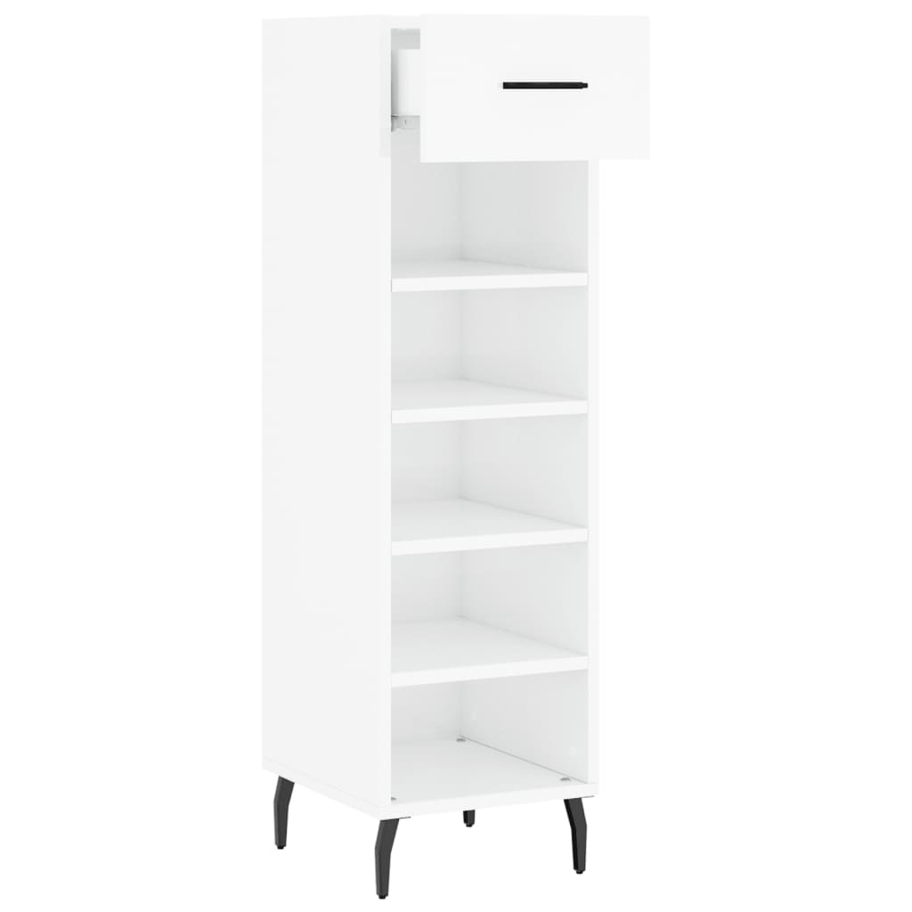 vidaXL Shoe Cabinet High Gloss White 30x35x105 cm Engineered Wood