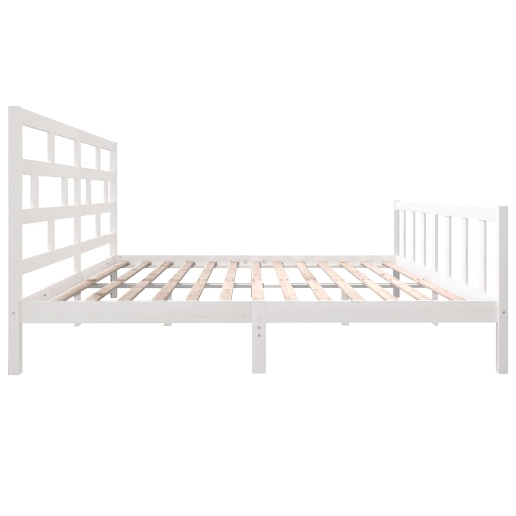 vidaXL Bed Frame without Mattress White Solid Wood Pine Super King