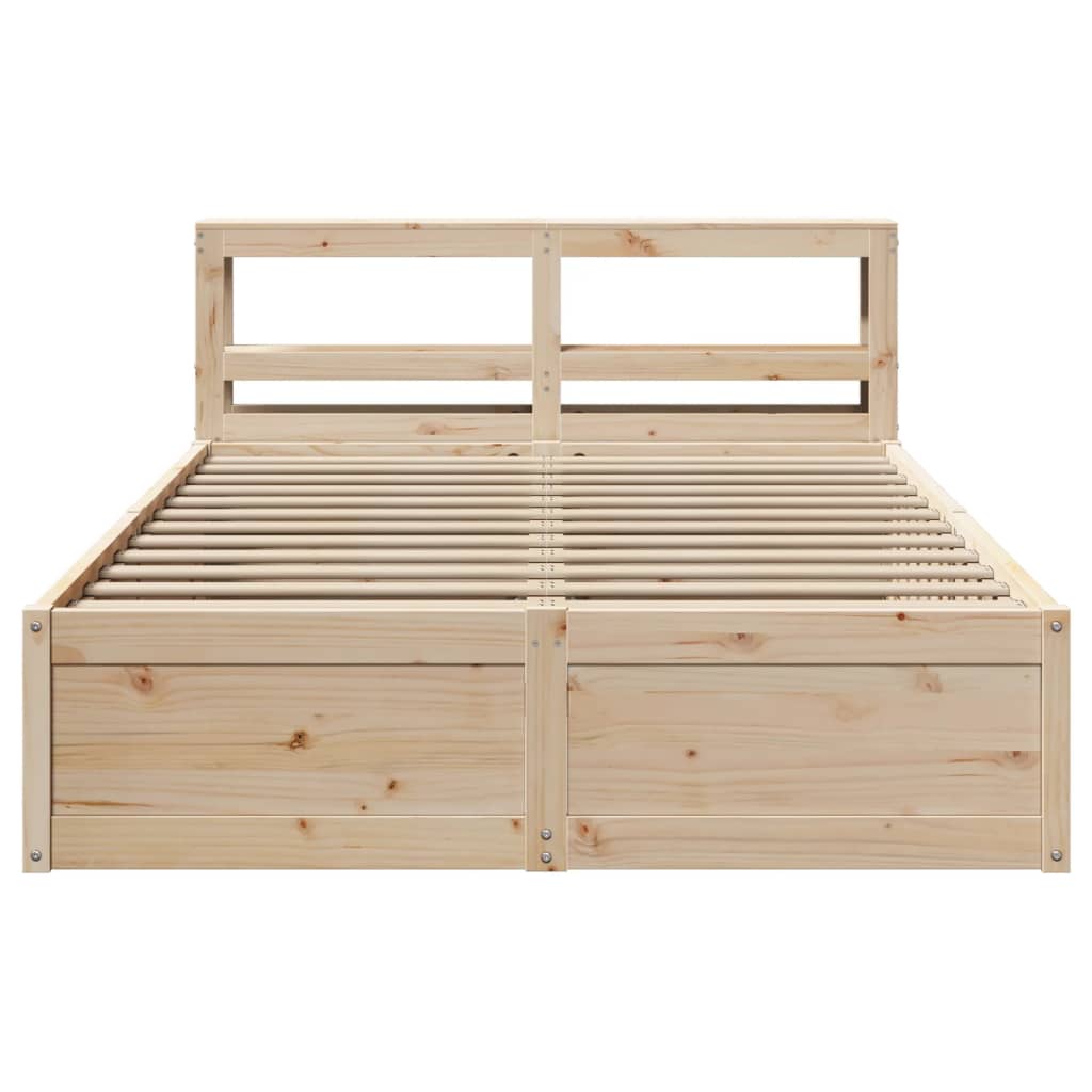 vidaXL Bed Frame with Headboard 150x200 cm King Size Solid Wood Pine